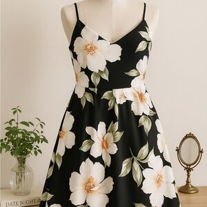 Monteau Black Floral A-Line Sundress - Size S